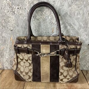 Coach Optic Signature Hampton Carryall Satchel Brown/Tan